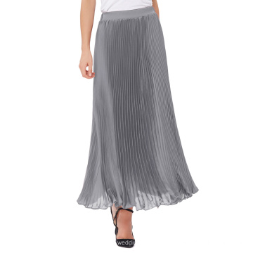 Kate Kasin Retro Vintage Summer plissé gris argenté Maxi jupe longue 40 &quot;KK000614-3